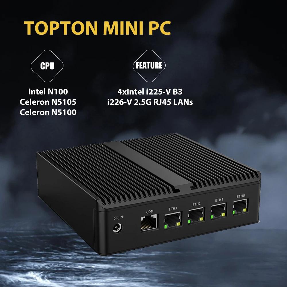 Topton  ȭ ũ ö̾ 4 Ʈ i225, i226 2.5GbE LAN Ҹ ̴ PC N5100 N100 AES-NI VPN  Openwrt 